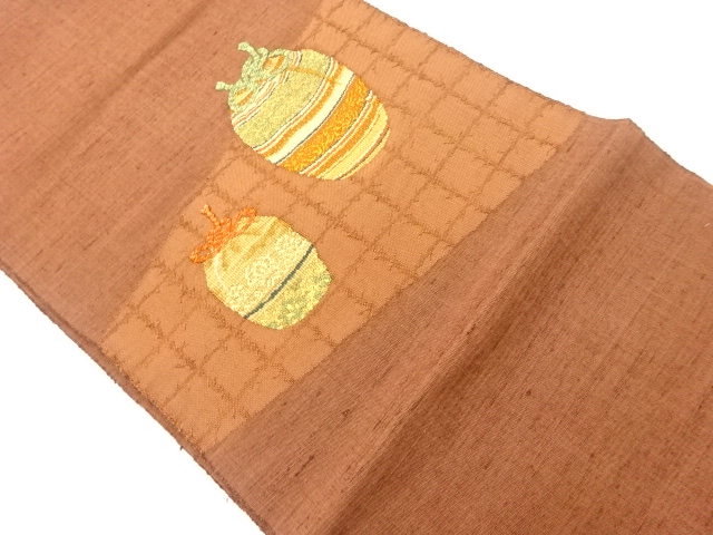 手織り紬仕覆模様織出し名古屋帯